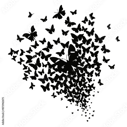 Unique artistic butterfly silhouette design variation number 4 with decorative wings