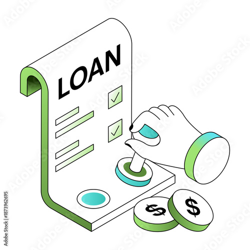 An isometric style illustration showing a loan