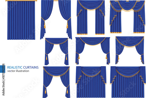 Blue curtain drapery window treatment styles variations