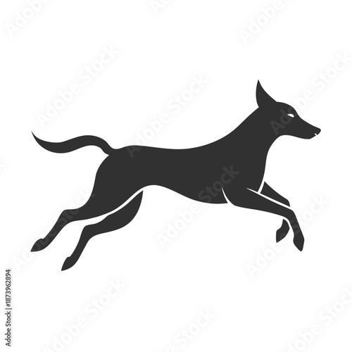 Swift running canine extended stride sleek action silhouette