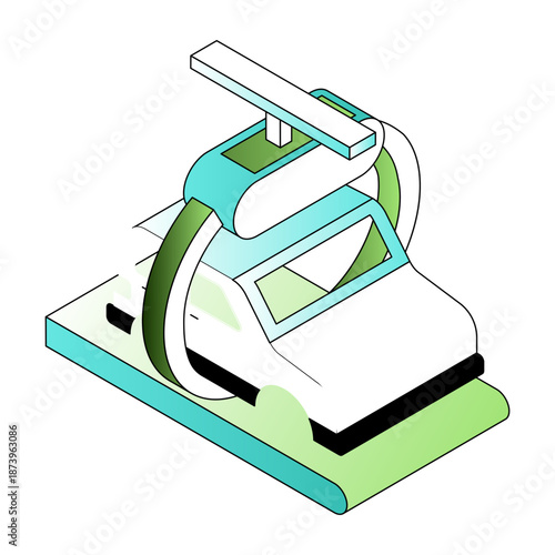 An isometric style illustration showing automotive industry 