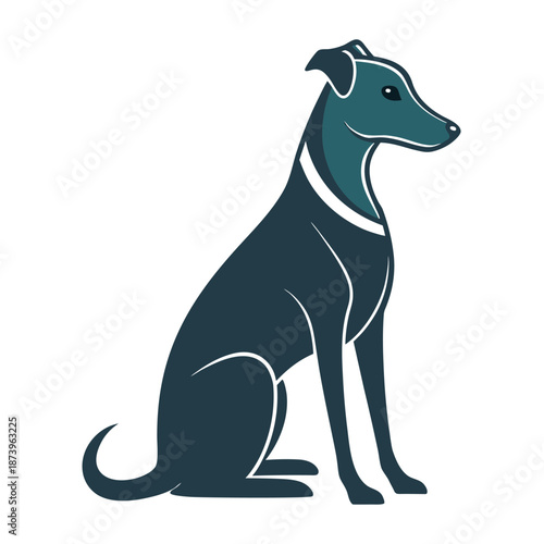Seated loyal dog mascot icon modern flat companion animal design