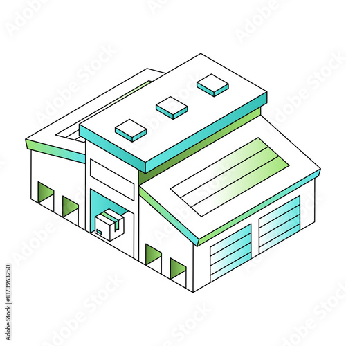 Isometric style illustration showing warehouse