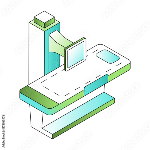illustration depicting xray bed in isometric style