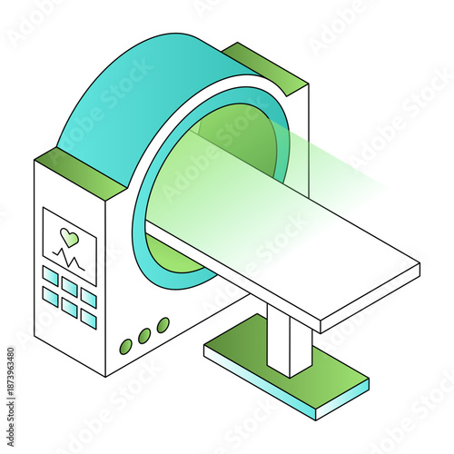 An isometric style illustration showing a mri machine