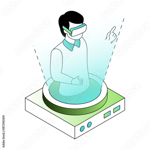 An isometric style illustration showing a hologram
