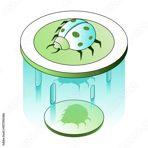 illustration depicting a bug in isometric style