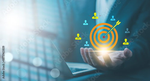 Business target audience concept. candidate profile icons representing people management, employee relationship, recruitment strategy, and modern human resources solutions. HR digital business.