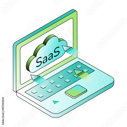 An isometric style illustration showing a saas server