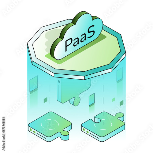 illustration depicting a paas platform in isometric style
