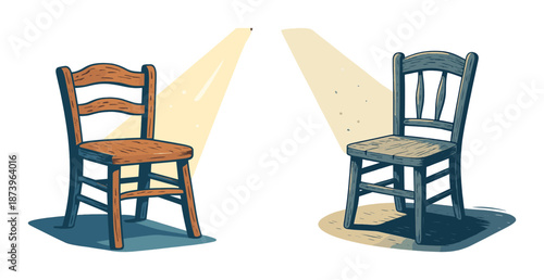 Rustic wooden chairs under spotlight: vintage style seating comparison