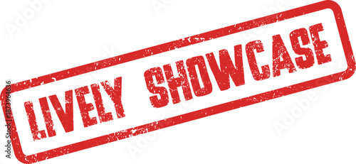 Red grunge Lively Showcase message stamp ideal for dynamic presentations and public displays