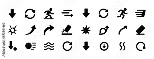 Collection of directional and symbolic action icons