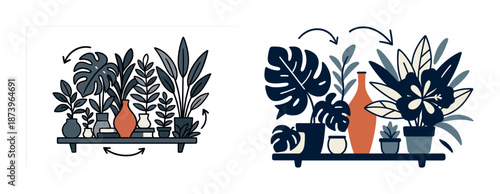 Home plant arrangement guide: decorating with indoor plants on a shelf