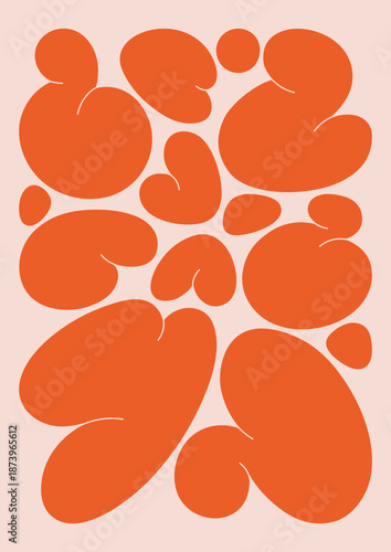 Abstract poster with modern liquid shapes. Card design with fluid flowing elements texture, pattern with blobs, organic natural forms, random decorative drops and spots. Flat vector illustration