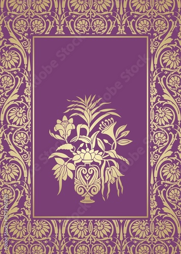 wedding card design, paisley floral pattern , India	