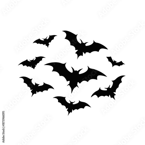 Flying bat silhouettes creating a spooky and mysterious atmosphere for halloween festivities