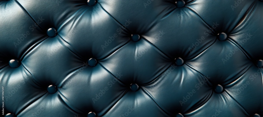 Naklejka premium Elegant Indigo Leather Tufted Texture with Deep Buttoned Padding and Diamond Patterns for Decor
