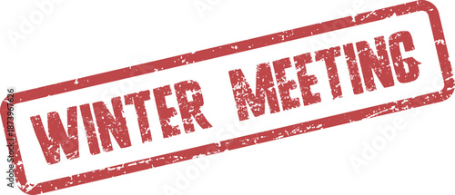 Textured red rectangular stamp with the phrase Winter Meeting on a clean background