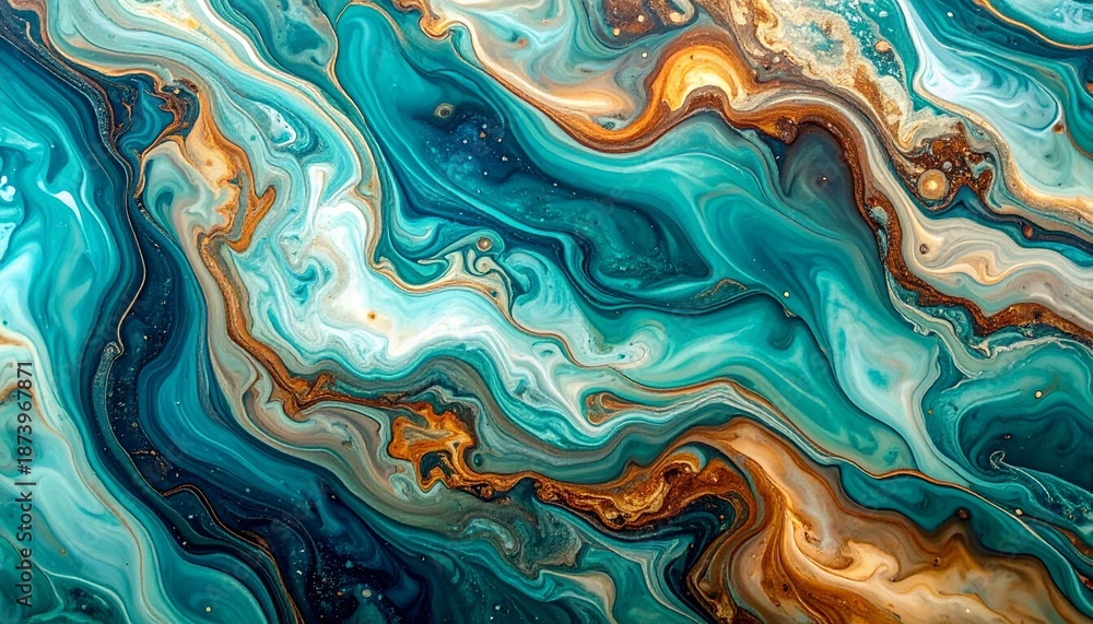 Obraz premium Abstract Swirl Pattern with Turquoise and Orange Gradient