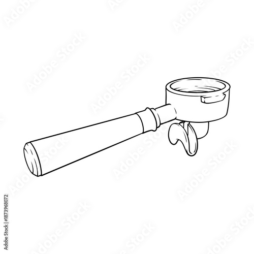 double spout portafilter vector line art hand drawn illustration