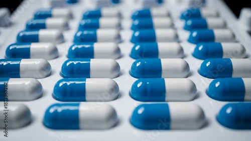 Automated pharmaceutical packaging of capsules stock footage