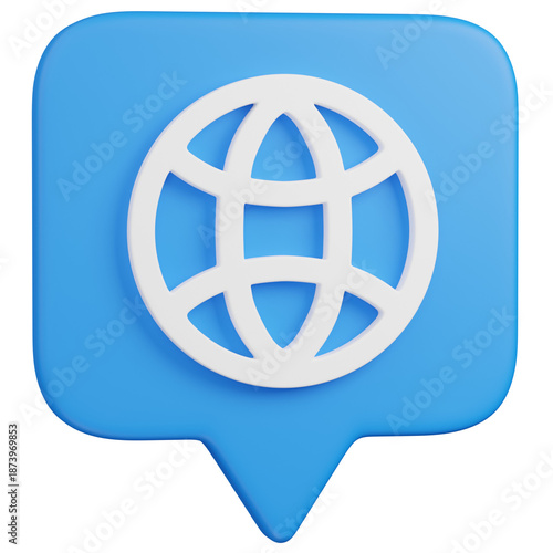 3D render  Internet Globe Notification Icon