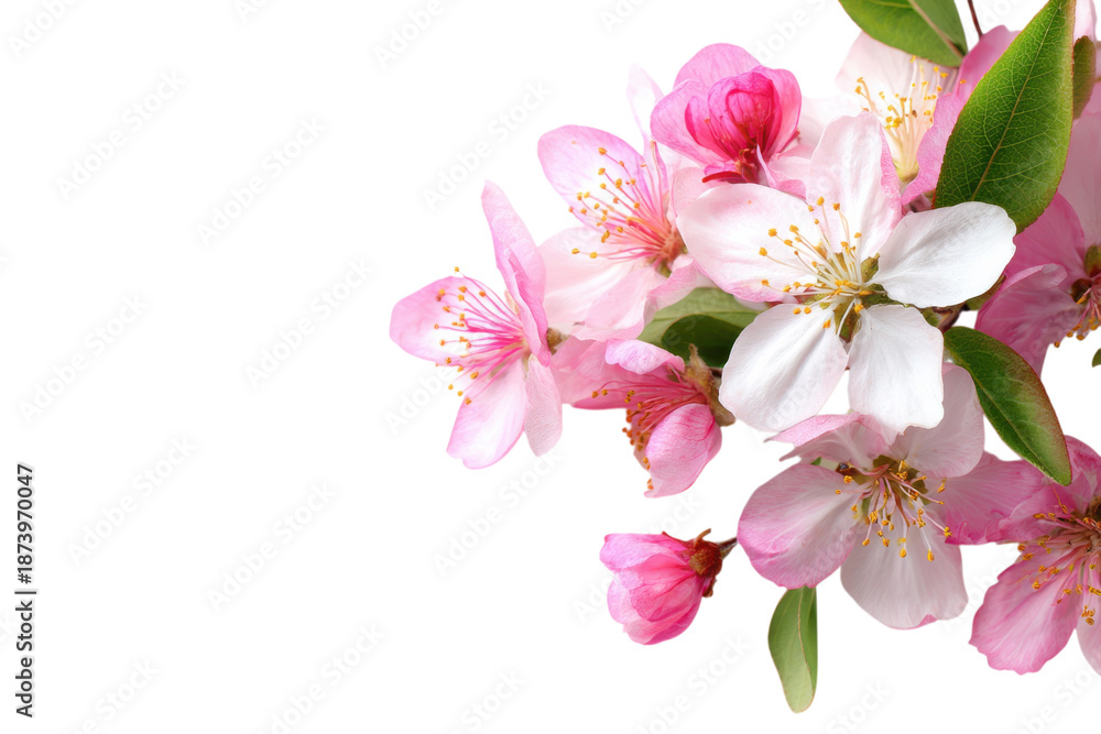 Obraz premium Cherry blossom flowers clipart PNG, pink and white sakura branch illustration, spring floral design for wedding invites isolated on Transparent Background