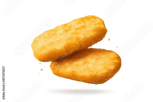 Two delicious hash browns on a transparent background for your designs.