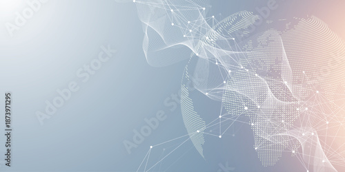 Global network connection banner design template. Header social network communication in the global business concept. Big data visualization. Internet technology