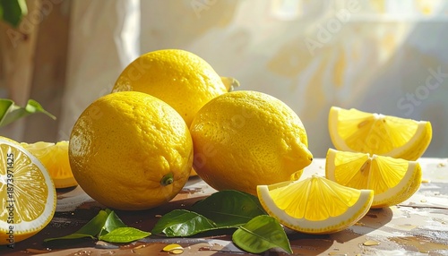 lemons on a wooden table