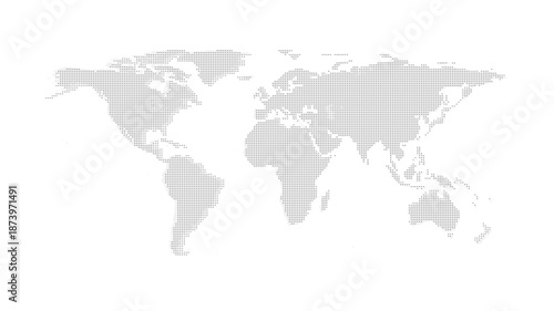 Dotted grey world map vector illustration isolated on a white background