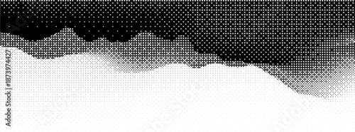 Pixel dither game with bitmap gradient and bg black for bit pattern background. 8 grid shape and graphic blend with overlay halfton and halftone vintage illustration. Digital geometric and computer tv