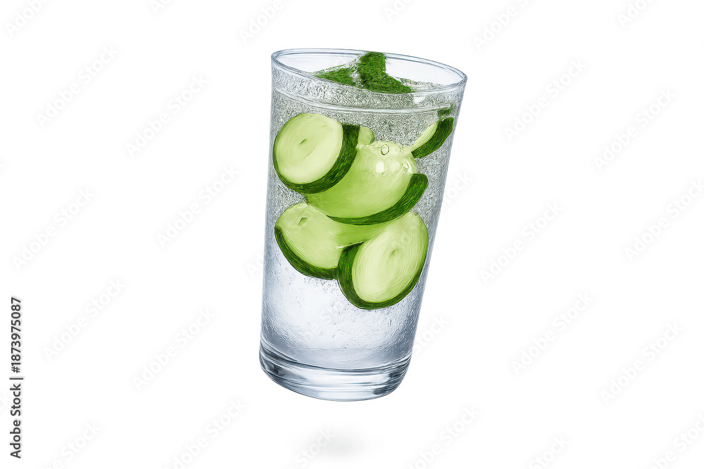 custom made wallpaper toronto digitalCucumber water in glass, detox on transparent background refreshment