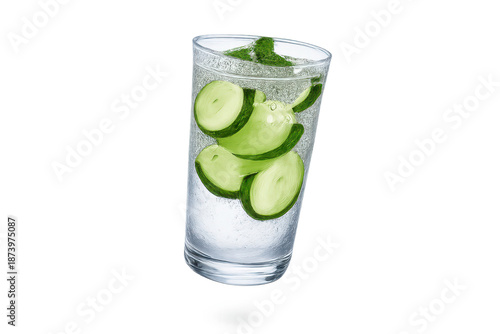 Wallpaper Mural Cucumber water in glass, detox on transparent background refreshment Torontodigital.ca