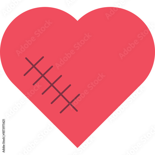 Stitched Red Heart Symbol