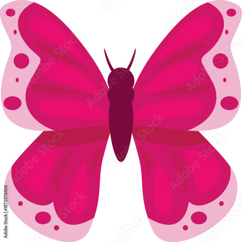 Beautiful pink butterfly with spread wings, showcasing its vibrant colors and delicate patterns