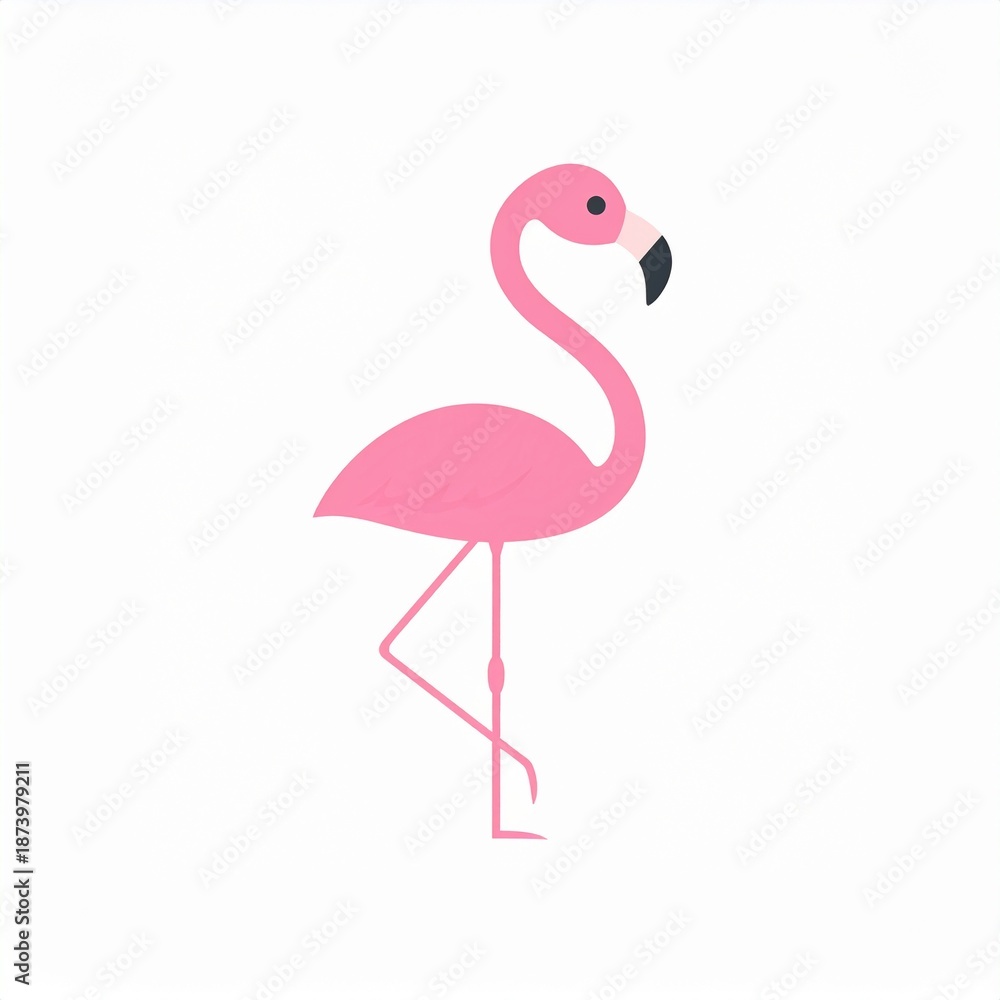 Fototapeta premium Pink Flamingo Silhouette Vector Art Minimalist Wildlife Illustration Isolated