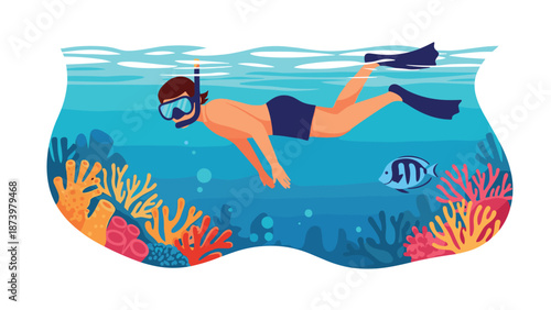 Colorful snorkeling adventure with marine life and coral reefs