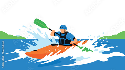 Adventurous kayaking in vibrant waters splashing dynamic scene