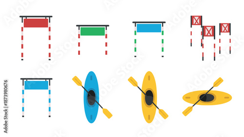 Flat style kayak and hurdle sports equipment set with paddles