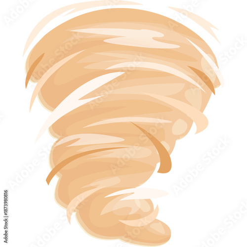 Stylized illustration of a swirling sandstorm or dust devil