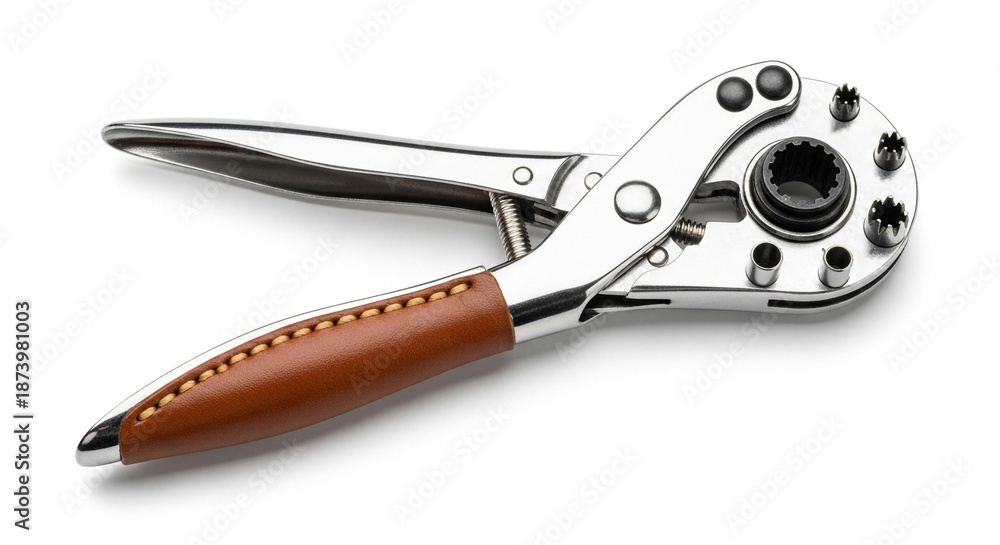 Obraz premium Adjustable wrench with a brown handle, a versatile tool for tightening and loosening fasteners