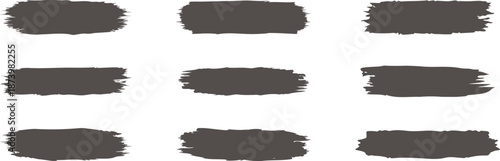 Grunge paint brush strokes in dark gray for bold creative design. Rough textured swatches ideal for backgrounds, banners, and highlights. Perfect for modern art, posters, and digital overlays.