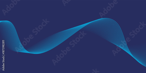Abstract glowing wave lines on dark blue background. Dynamic wave pattern. Modern flowing wavy lines. Futuristic technology concept. Suit for banner, poster, cover, brochure, flyer, website
