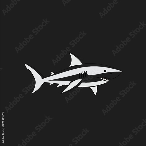 Striking White Shark Silhouette on Dark Background - A Marine Predator.