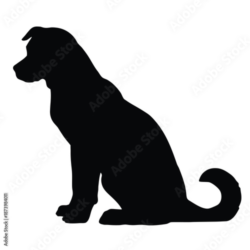 A vector illustration depicting a dog in the bottom middle right of the frame