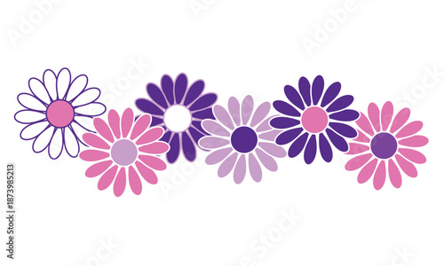 Set of colorful simple flowers