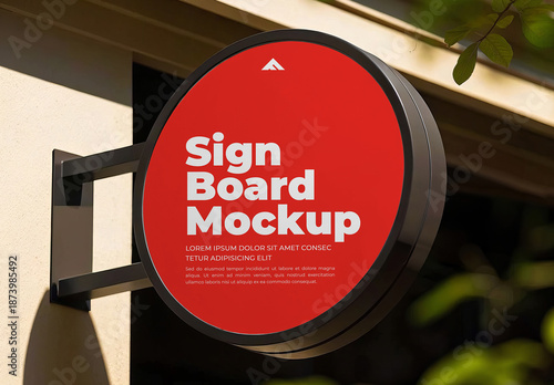 Circular Sign Board Mockup for Boutique and Café Branding