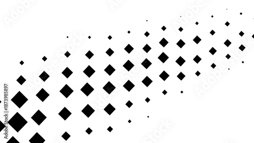 Abstract pattern of black squares of varying sizes arranged in a diagonal gradient, creating a sense of movement and depth.